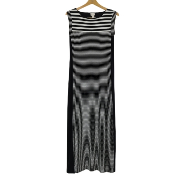 Chico's Black White Stripe Maxi Dress Small - Picture 2 of 7